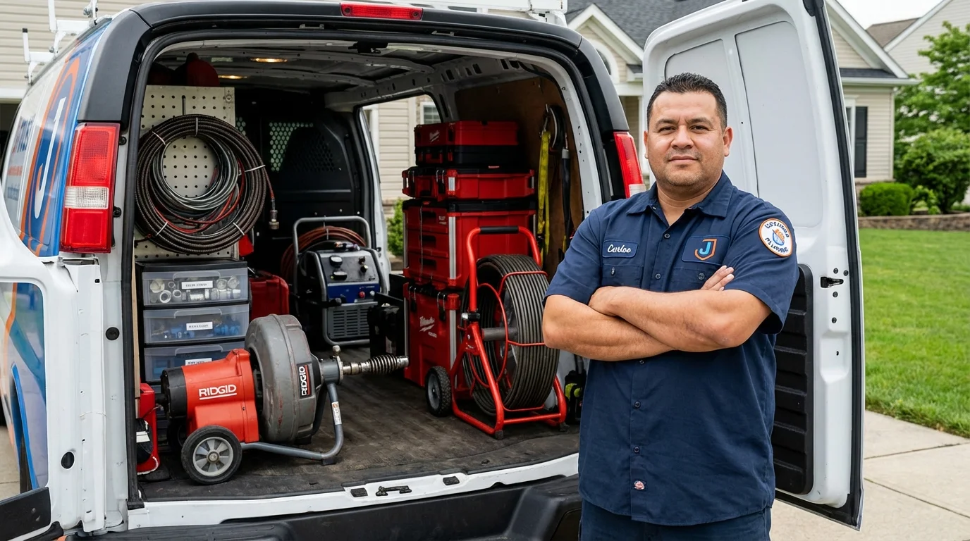 Professional drain cleaning equipment and Johns Plumbing LLC plumber in Needles