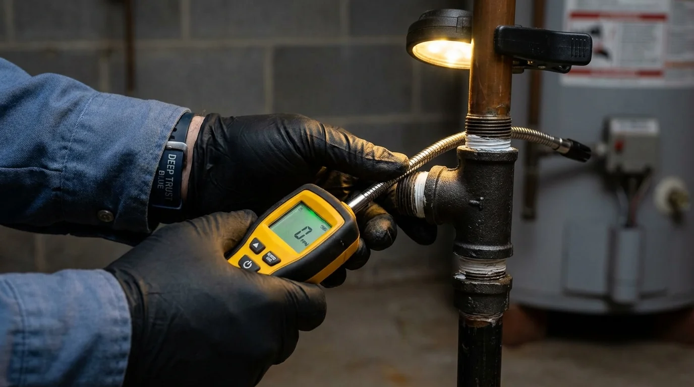 Gas leak detection with electronic sniffer by Johns Plumbing LLC in Needles