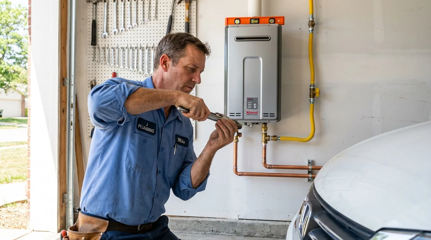 Tankless water heater installation by a Johns Plumbing LLC plumber in Needles